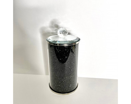 Furnings - Black Crushed Diamond Glass Canister in Gift Box