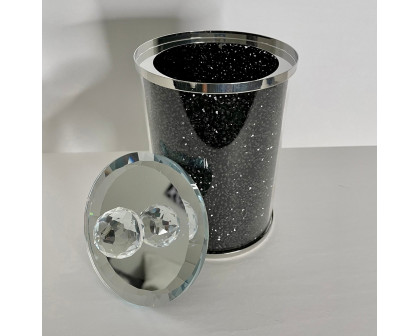 Furnings Black Crushed Diamond Glass Canister in Gift Box - 7"H x 4"D