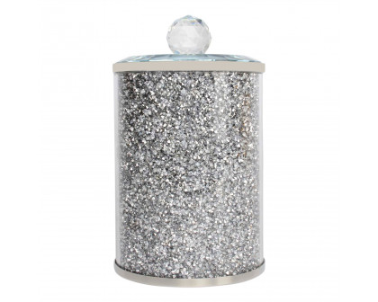 Furnings - Silver Crushed Diamond Glass Canister in Gift Box