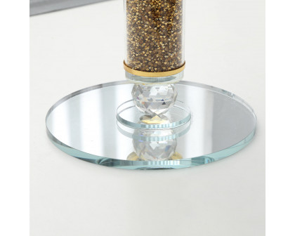 Furnings - Ambrose 7 Candles Holder with Pendants, Gold Crushed Diamonds Glass