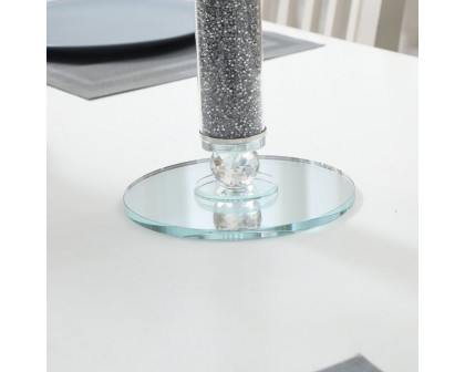 Furnings - Ambrose 7 Candles Holder with Pendants, Silver Crushed Diamonds Glass