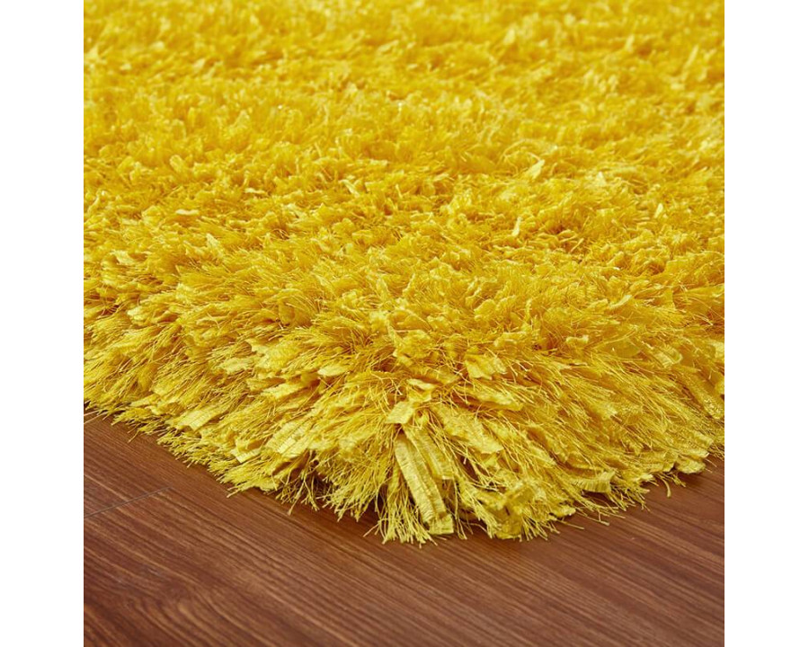 Furnings "Coral" Shag Area Rug High Pile in Yellow - 7'L x 5'W x 1"H