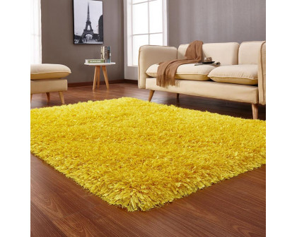 Furnings "Coral" Shag Area Rug High Pile in Yellow - 7'L x 5'W x 1"H