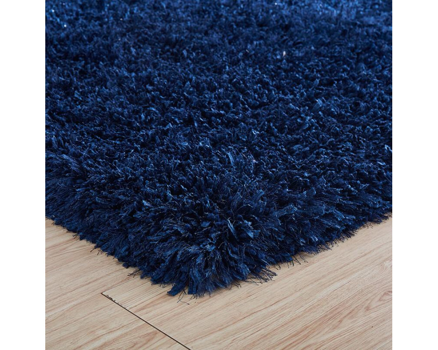 Furnings "Coral" Shag Area Rug High Pile in Navy  - 7'L x 5'W x 1"H