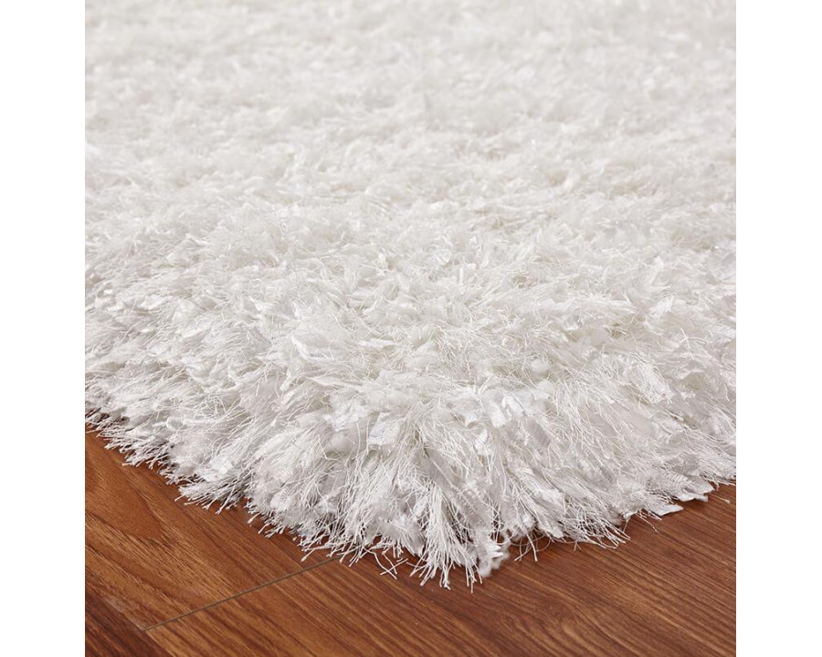 Furnings "Coral" Shag Area Rug High Pile in White  - 7'L x 5'W x 1"H