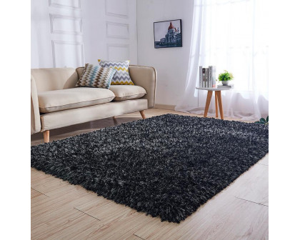 Furnings "Coral" Graphite Shag Area Rug High Rile - 7'L x 5'W x 1"H