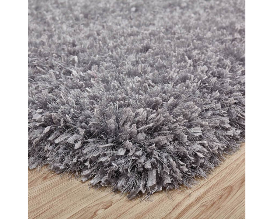 Furnings "Coral" Platinum Shag Area Rug High Pile - 7'L x 5'W x 1"H