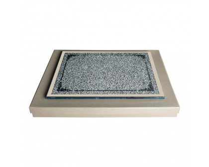 Furnings - Silver Crushed Diamond Glass Chopping Board in Gift Box