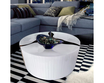 Furnings - Unique 3-Piece Round Coffee Table Set in White and Gold Modern Design