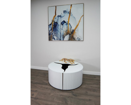 Furnings - Unique 3-Piece Round Coffee Table Set in White and Gold Modern Design