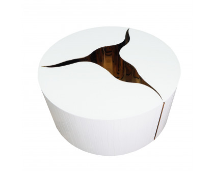 Furnings - Unique 3-Piece Round Coffee Table Set in White and Gold Modern Design