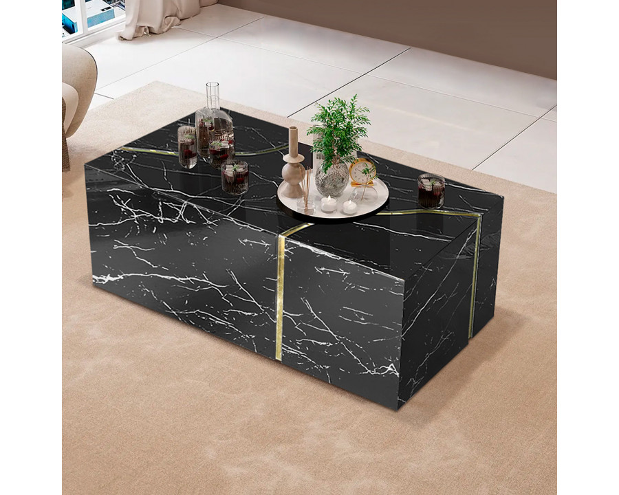 Furnings - Modern Design Black Coffee Table with Gold Accent