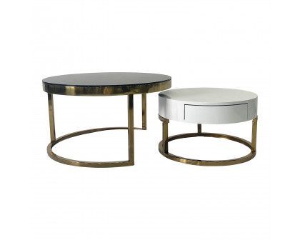 Furnings - Gold Nesting Coffee Table 31.5"D X 18"H