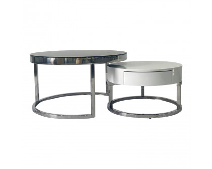 Furnings - Silver Nesting Coffee Table 31.5"D X 18"H