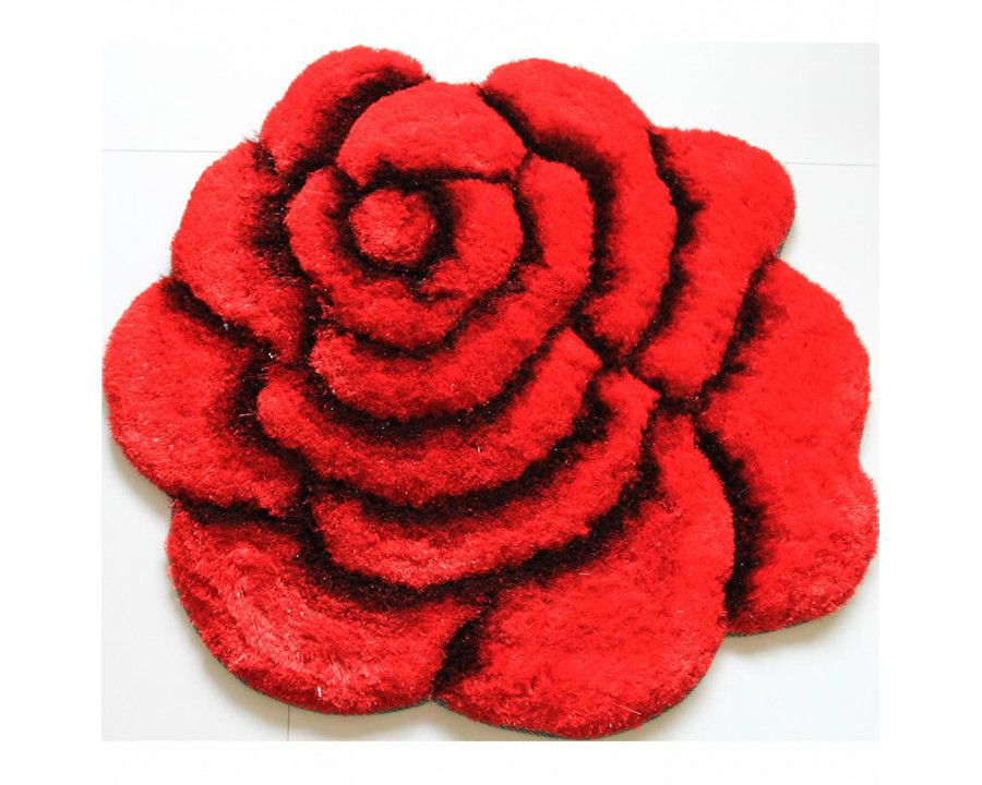 Furnings - Red and Black Flower Decorative Rug