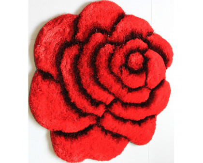 Furnings - Red and Black Flower Decorative Rug