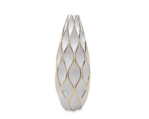 Furnings - Elegant White Ceramic Vase with Gold Accents