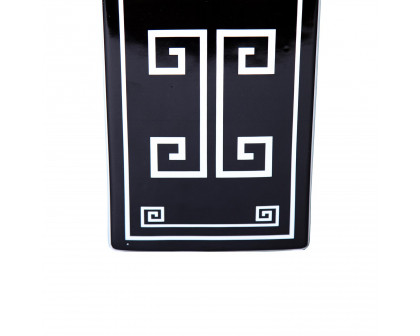 Furnings - Rectangular Ceramic Decorative Jar with Black and White Geometric Design