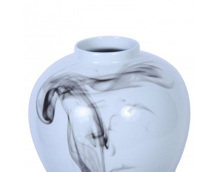 Furnings Marble Ceramic Decorative Jar with Removable Lid - Large