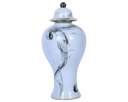 Furnings - Marble Ceramic Decorative Jar with Removable Lid