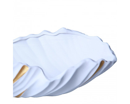 Furnings - White Ceramic Vase with Subtle Gold Accents in Large Open Bowl Style Design