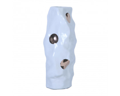 Furnings - Modern and Elegant White Ceramic Vase with Gold Design