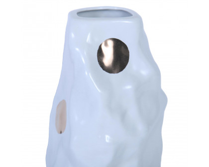 Furnings - Modern and Elegant White Ceramic Vase with Gold Design