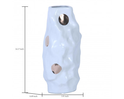 Furnings - Modern and Elegant White Ceramic Vase with Gold Design