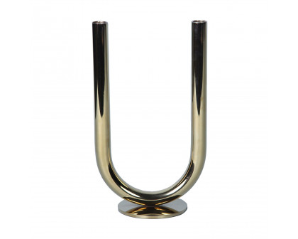 Furnings Modern U Shaped Candle Holder in Gold - Large