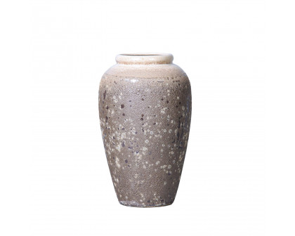 Furnings Vintage Sand Ceramic Vase - Artisanal Piece for Your Home - Round