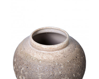 Furnings Vintage Sand Ceramic Vase - Artisanal Piece for Your Home - Round