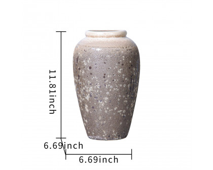 Furnings Vintage Sand Ceramic Vase - Artisanal Piece for Your Home - Round