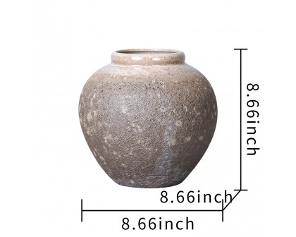 Furnings Vintage Sand Ceramic Vase - Artisanal Piece for Your Home - Round