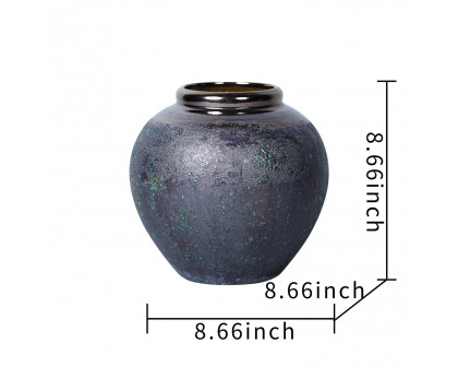 Furnings Vintage Smoke Ceramic Vase - Artisanal Piece for Your Home - Round