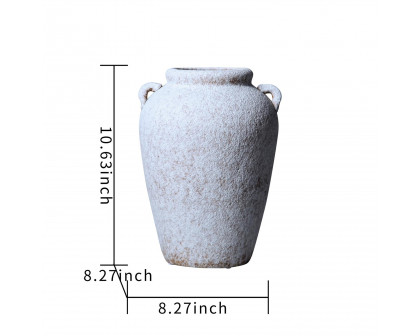 Furnings Artisan Ceramic Gray Stone Vase - Country Charm for Your Home - Tall