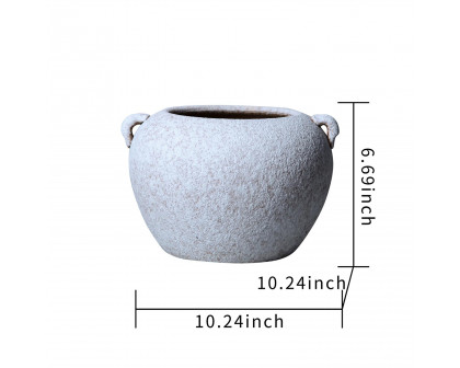 Furnings Artisan Ceramic Gray Stone Vase - Country Charm for Your Home - Tall