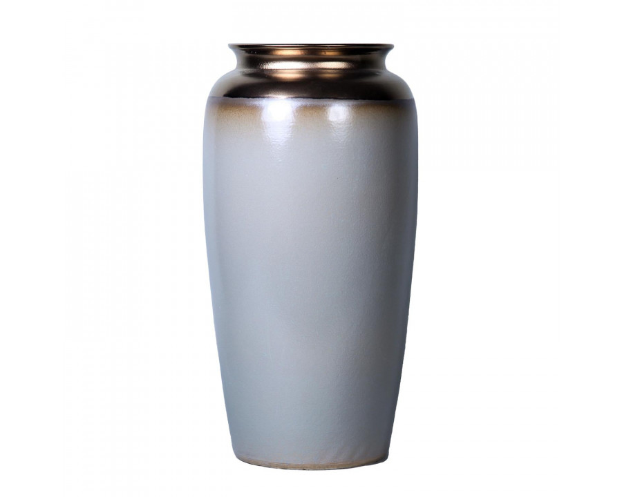 Furnings - Smoke Ceramic Vase with Gold Accent