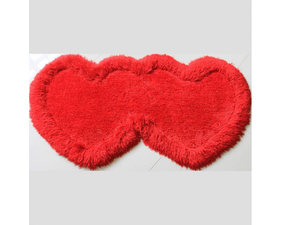 Furnings - Red Double Heart Decorative Area Rug