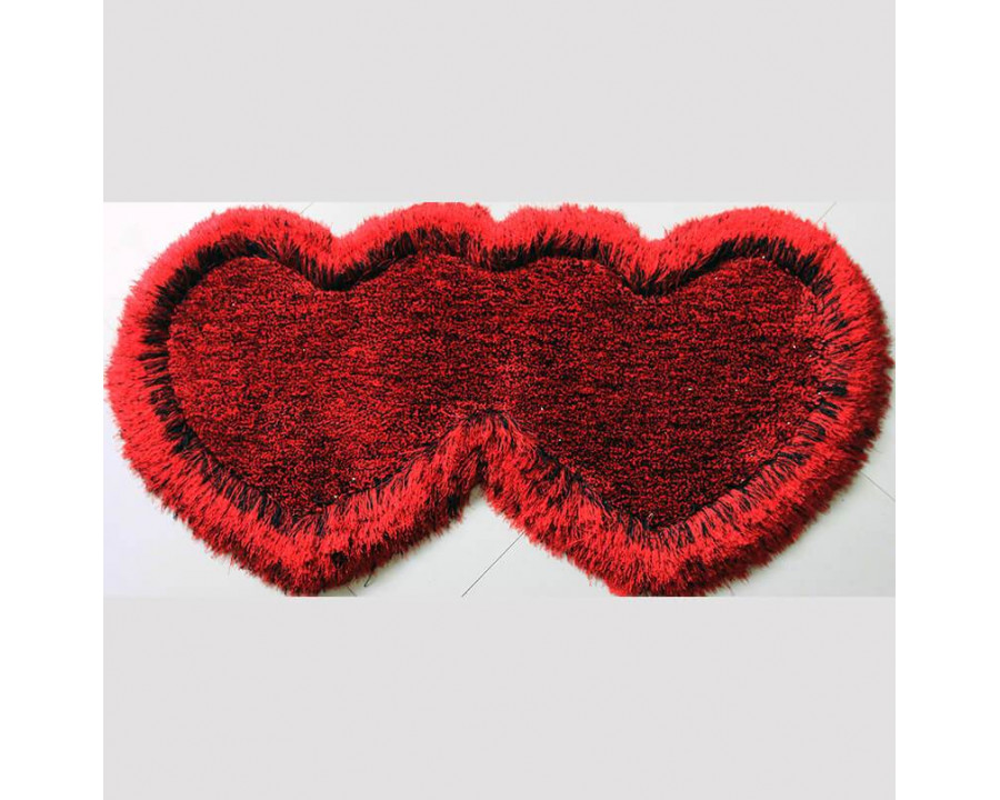 Furnings - Red and Black Double Heart Decorative Area Rug