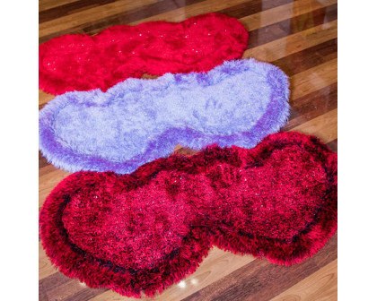 Furnings - Red and Black Double Heart Decorative Area Rug