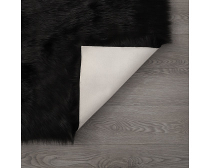 Furnings™ Cozy Ultra Soft Fluffy Faux Fur Black Area Rug - 5'L x 3'W