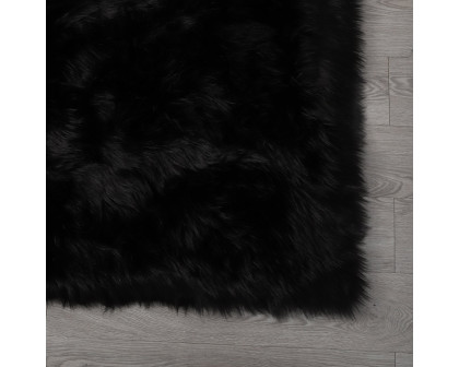 Furnings™ Cozy Ultra Soft Fluffy Faux Fur Black Area Rug - 5'L x 3'W