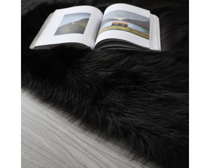 Furnings™ Cozy Ultra Soft Fluffy Faux Fur Black Area Rug - 5'L x 3'W