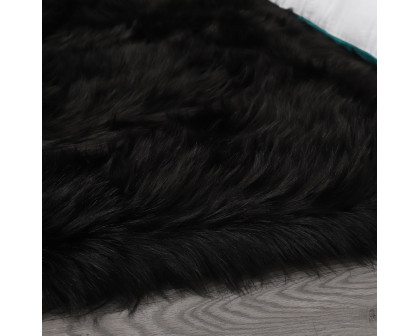 Furnings™ Cozy Ultra Soft Fluffy Faux Fur Black Area Rug - 5'L x 3'W