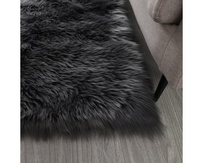 Furnings Cozy Ultra Soft Fluffy Faux Fur Gray Area Rug - 6'L x 4'W