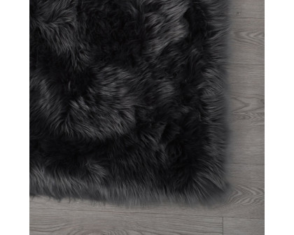 Furnings Cozy Ultra Soft Fluffy Faux Fur Gray Area Rug - 6'L x 4'W