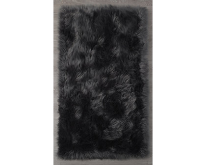 Furnings Cozy Ultra Soft Fluffy Faux Fur Gray Area Rug - 6'L x 4'W