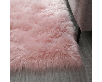 Furnings Cozy Ultra Soft Fluffy Faux Fur Pink Area Rug - 5'L x 3'W