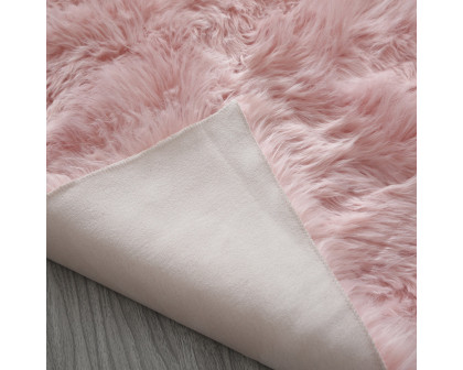 Furnings Cozy Ultra Soft Fluffy Faux Fur Pink Area Rug - 5'L x 3'W