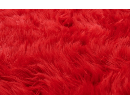 Furnings Cozy Ultra Soft Fluffy Faux Fur Red Area Rug - 5'L x 2'W